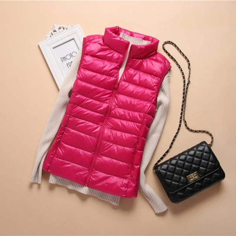 New Down Lightweight White Duck Down Vest Short Sleeveless Vest  Autumn/Winter Slim Fit Ultra Light Down Jacket Women Jackets