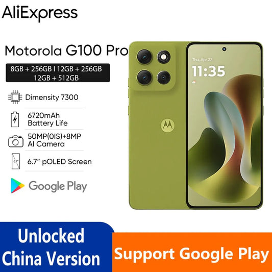 Motorola Moto G100 Pro Smart Phone Dimensity 7300 6.7inch LTPO 50MP AI Camera 30W Fast Charger 6720Mah Moto Motorola  g100 Pro