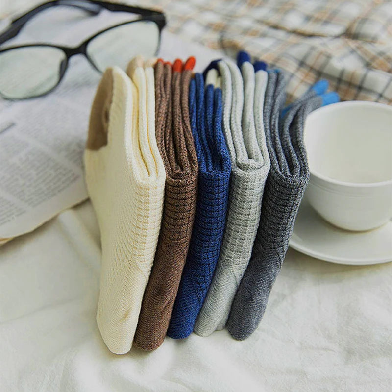 High-quality Harajuku Socks Men's mid-calf socks double-needle business and casual sock Long and warm autumn and winter socks