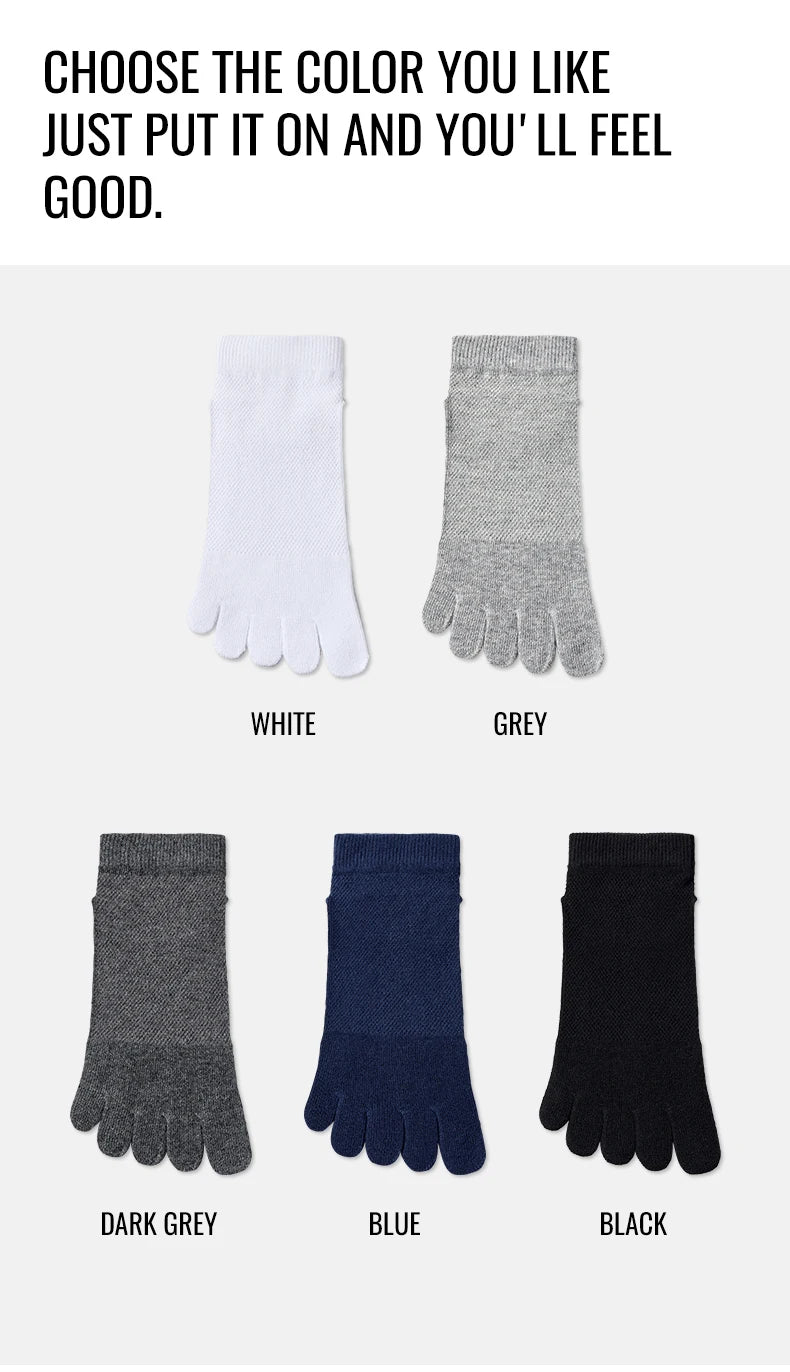 MiiOW Cotton Five Finger Short Sock Men Ankle Spilt Toe Sock Summer Thin Sock Breathable Mesh Sweat Absorbent Antibacterial Soc