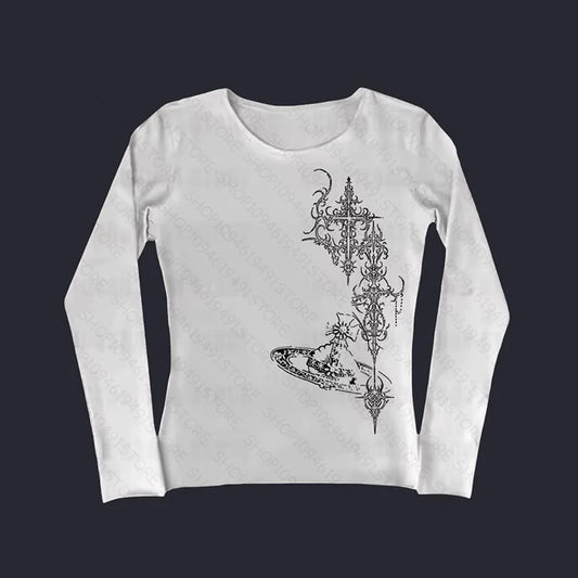 Women' s Clothes Y2K Clothes Vintage T-shirts Streetwear Harajuku Graphic Print T Shirts Long Sleeve Tee Tops roupas feminina
