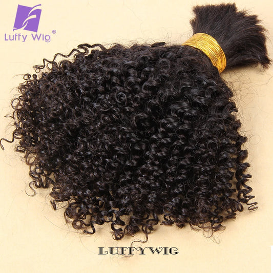 Double Drawn Brazilian Curly Bulk Human Hair for Braiding Full Thick Ends Tight Curly No Weft Bulk Hair Bundles Extensions