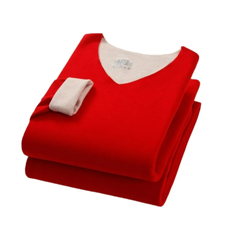 The New Cashmere Silk Thermal Underwear Set of Women's Non-marking Home Wear Wear Grinding Hair Fever Autumn Clothes and Pants