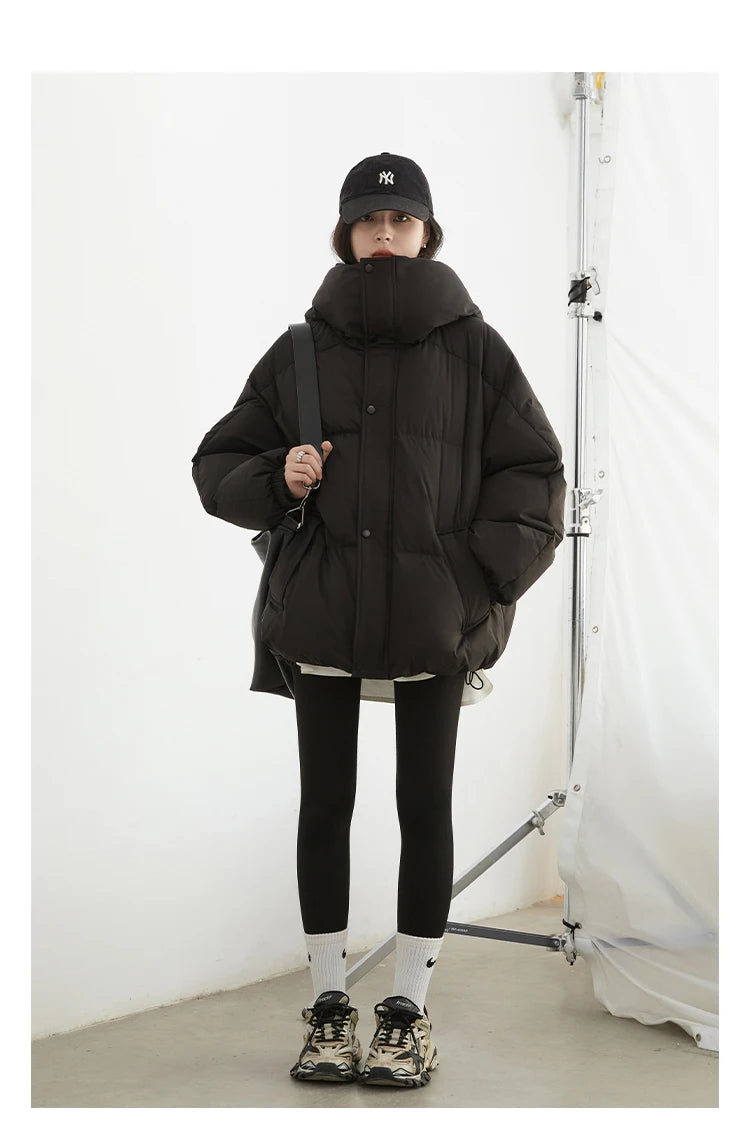 CHIC VEN Women Down Coats New Loose Hooded 90 White Duck Down Down Jacket Female Warm Bread Jacket Autumn Winter 2024