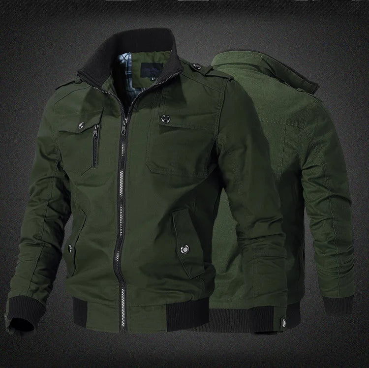 Spring and Autumn New Men's Plus Size Workwear Jacket Korean Version Trendy Slim Fit Military Top Casual Windproof Warm Jacket