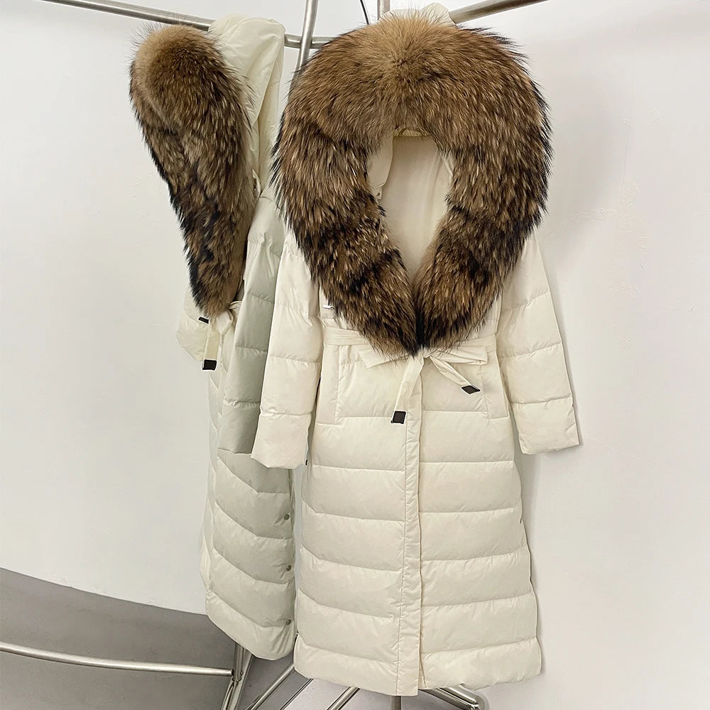 OFTBUY Long Puffer Jacket Women New 2025 Winter Warm White Duck Down Jacket Women's Real Fox Fur Coat Female Natural Fur Parkas