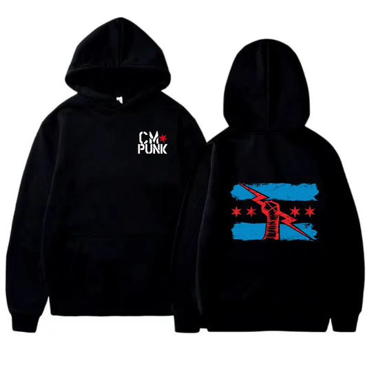 Autumn and Winter New Famous Wrestler Returns to CM Punk Men's Solid Hoodie Fashion Print Street Sports Casual Top Pullover
