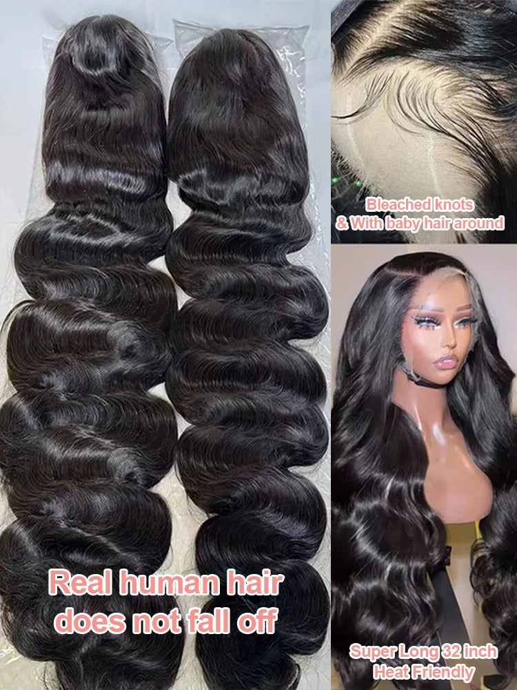 Body Wave Human Hair Wigs 13x6 Hd Lace Frontal Wigs 250 Density 40 Inch For Black Women Pre Plucked Loose Wave Lace Frontal Wig