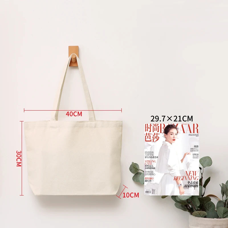 Wholesale Custom 50pcs/Lot Reusable Cotton Grocery Shopping Bags Printed logo High capacity Canvas Tote Bag