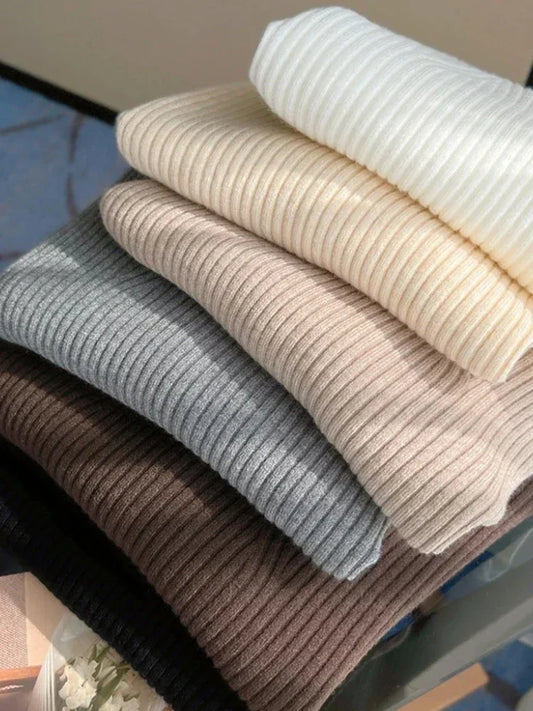 2025 Basic V-neck Chic Autumn Winter Pullover Women Knitted Ribbed Sweater Women Slim Long Sleeve Badycon High Quality Sweater