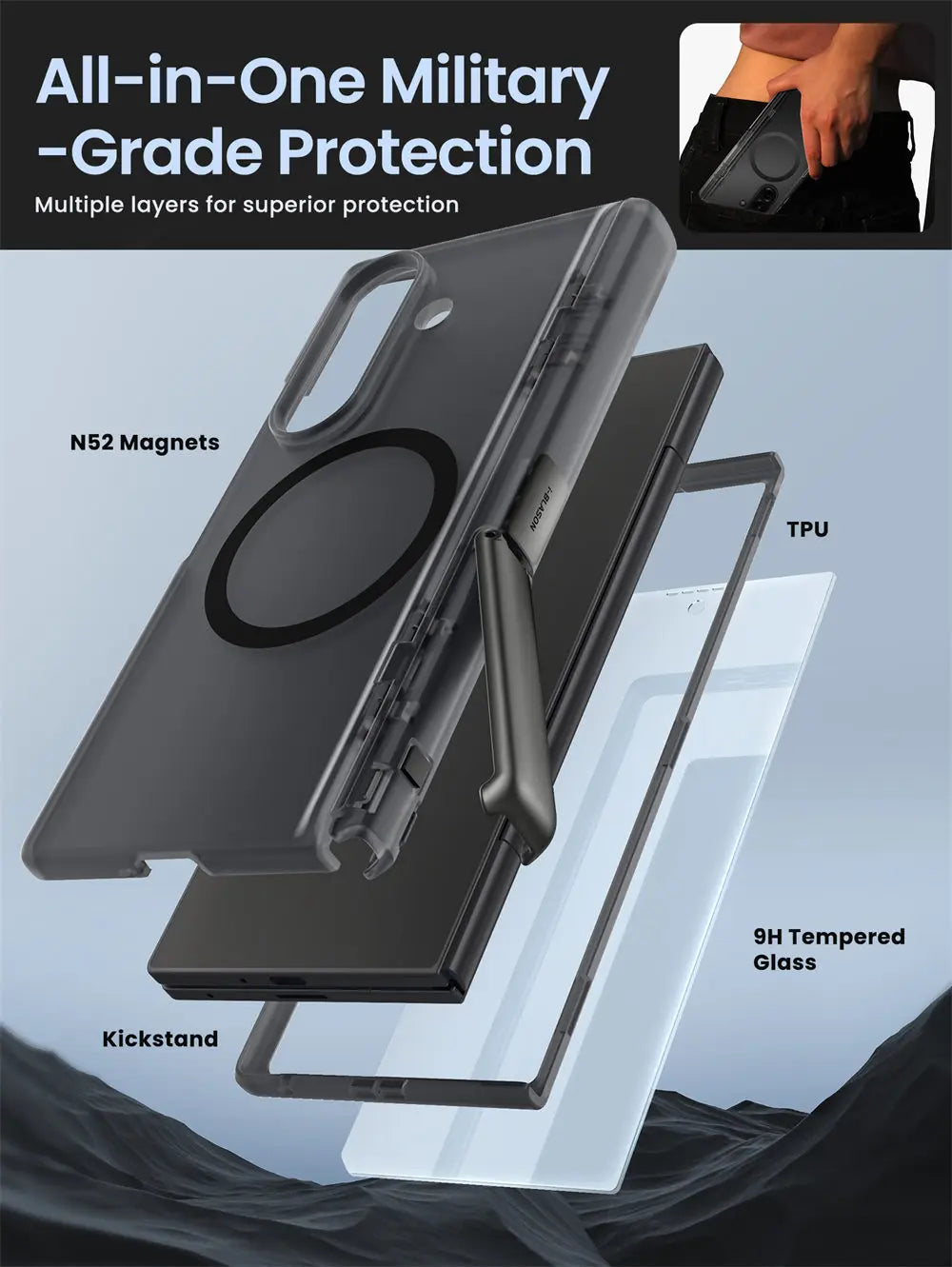 For Samsung Galaxy Z Fold 7 Case I-BLASON Cosmo Full Protective Hinge Protection Magnetic Case with MagSafe Stand & S Pen Holder