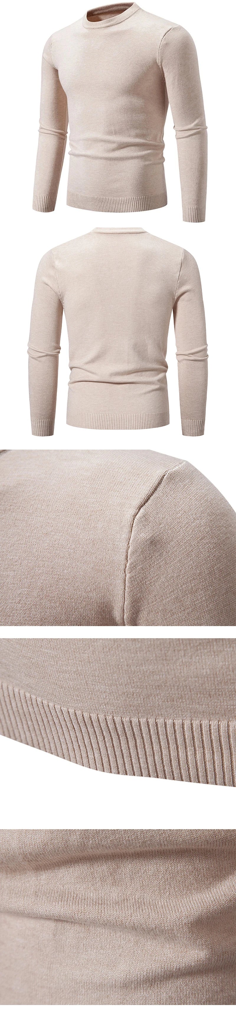 Men's Long Sleeve Sweaters Crew Neck Basic Lightweight Knitted Pullover Shirts Autumn Warm Streetwear Outdoor Jogger Coats