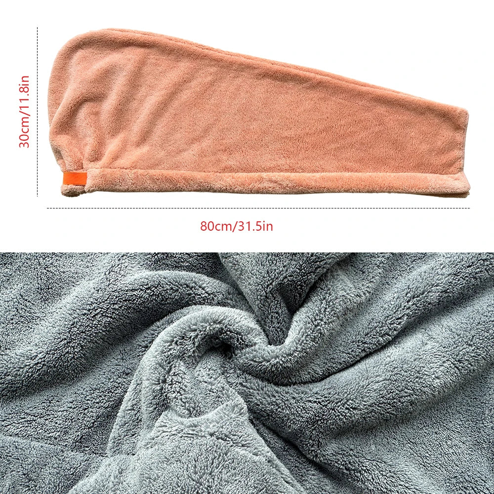 Wide tailed dry hair cap, hair towel for home use, soft and skin friendly, quick water absorption, not easy to shed hair