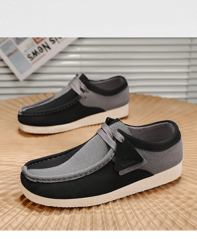 Fashion Khaki Casual Shoes For Men Suede Leather Loafers Men Platform Slip-on Men's Driving Shoes Lightweight Leisure Men Shoes