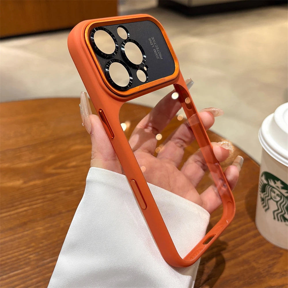 Luxury Magnetic Metal TPU Case For iPhone 17 16 15 14 Pro Max Plus Case Translucent Acrylic Hard Bumper Shockproof Protect Cover