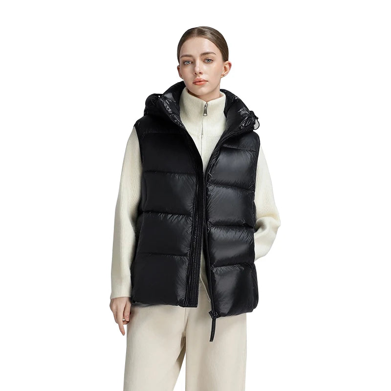 CLARKE QUEEN 2025 Duck Down Vest Jacket for Women Light Weight Padding Winter Outerwear Puffer Casual Warm Thickened Short Coat