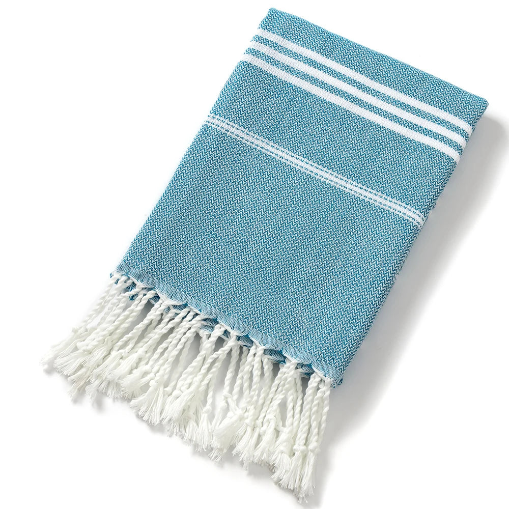Cotton Striped  Turkish Sports Bath Towel with Tassels Travel Gym Camping Sauna Beach Pool Blanket Absorbent Easy Care