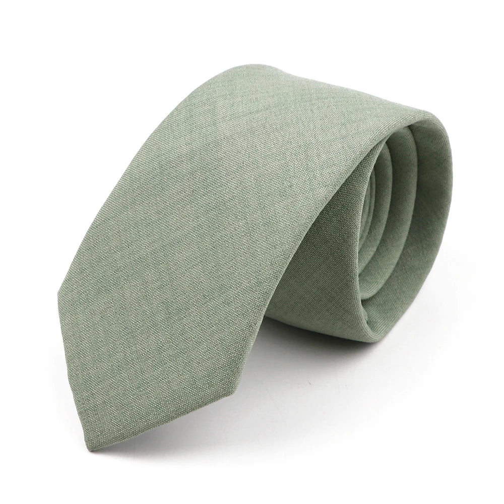 Novelty New Solid Color Ties For Men 100%Cotton Handmade High Quality Necktie Pink Green Orange 6.5cm Skinny Slim Ties Accessory