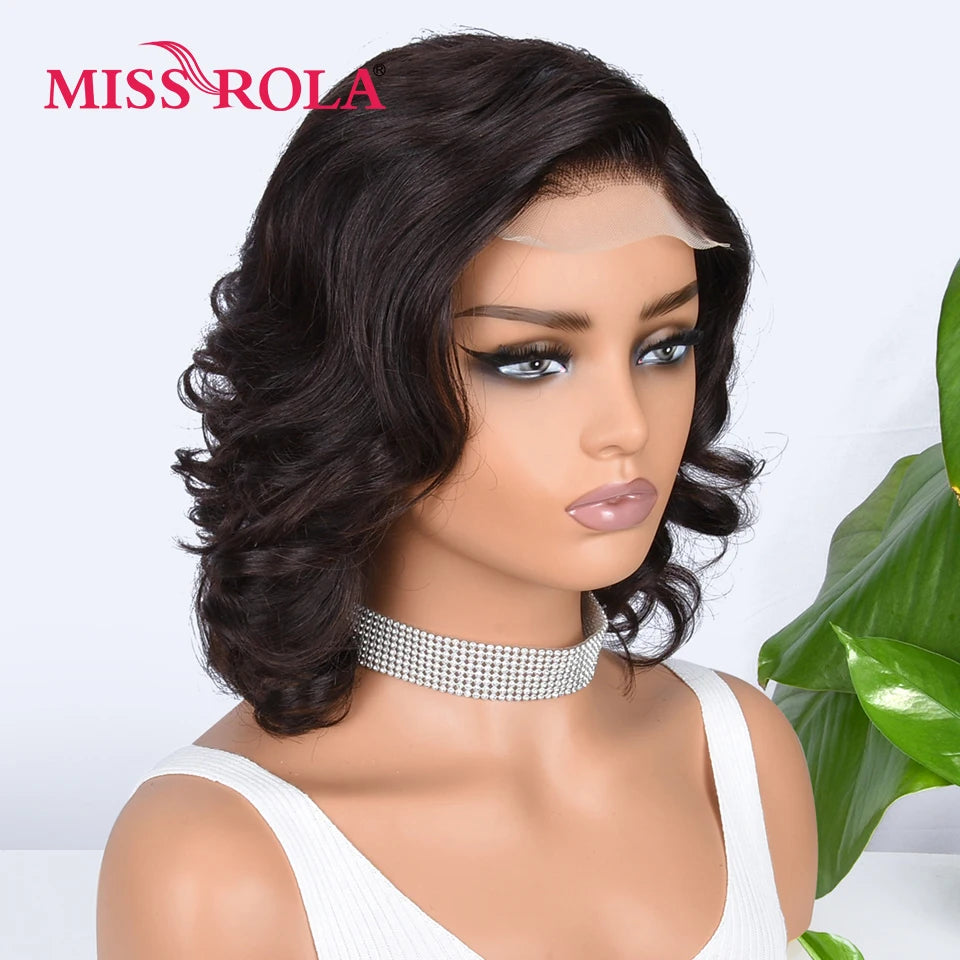 Miss Rola Loose Wave 4X4 Lace Closure Human Hair Wigs 180% Density Pre Plucked Baby Hair Brazilian Remy  Curly Hair Wigs