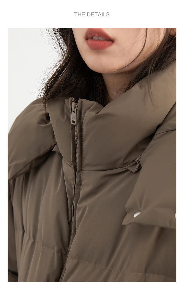 CHIC VEN Korean Women White Down Coats Loose Solid Female 90 White Duck Down Jacket for Woman Tops Autumn Winter 2024 Clothing