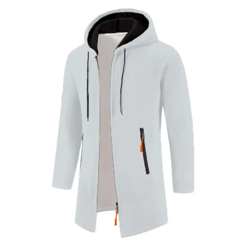 Spring Autumn Men's Hooded Long Jackets Solid Kintting Cardigan Outwear Casual Male Coats Zipper Warm Streetwear Hoodies Jacket