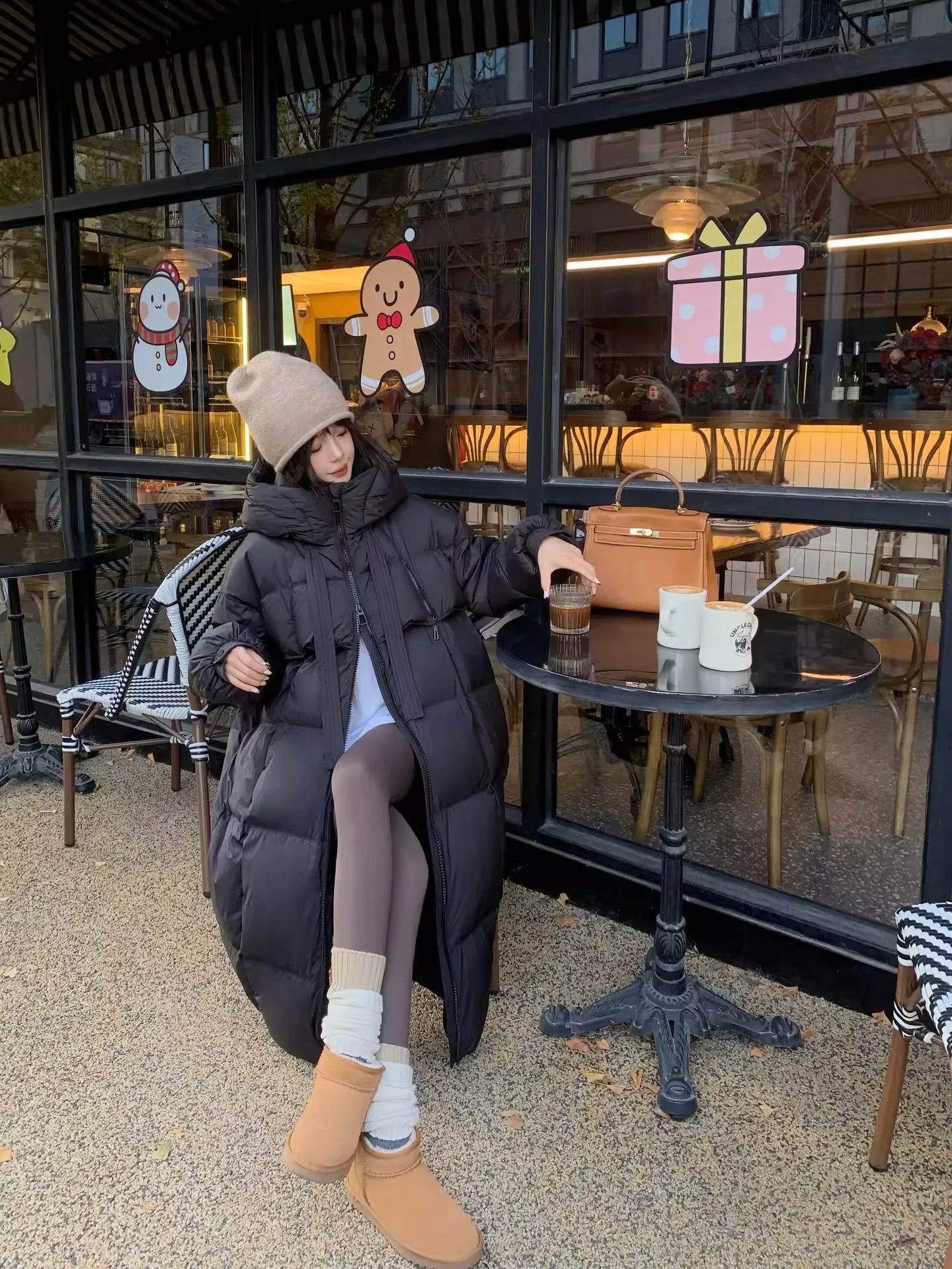 FIGOHR Women's Down Cotton Padded Jackets Korean Thickened Warm Long Overcoat Solid Hooded Overall Topcoat 2024 Winter