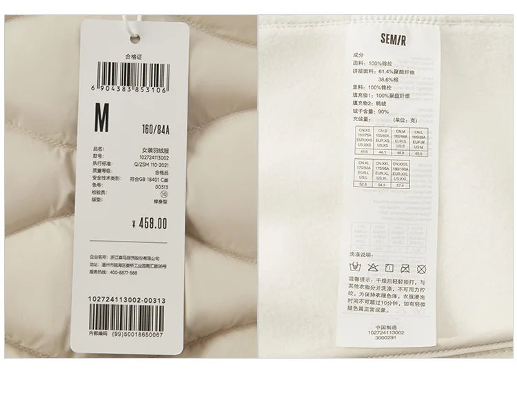 Semir Down Coats Women Slim Fit Patchwork Waterproof Fleece Raglan Sleeve 2025 Winter Clothes Woman New in Coats & Jackets