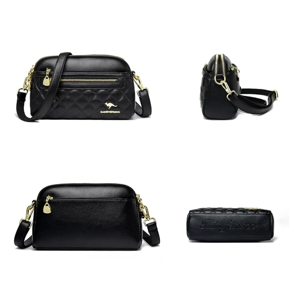 Women Soft Leather Shoulder Bag Simple Designer Solid Color Crossbody Bag Versatile Purses Messenger Commuter Shopper Sac A Main