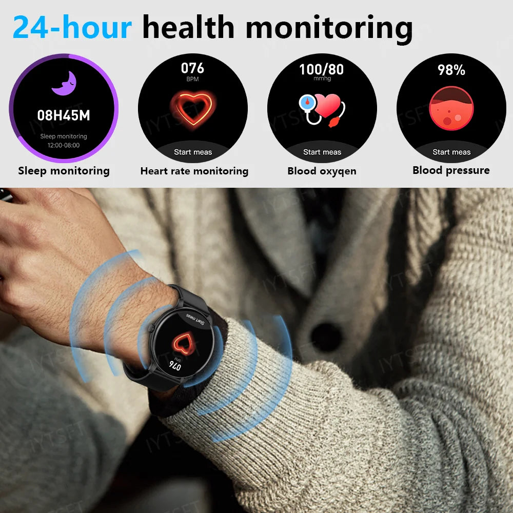 LAXASFIT New Smart Watch Men's Full Touch Screen Sports & Fitness Watch Bluetooth Talk Ladies Smart Watch for Android iOS