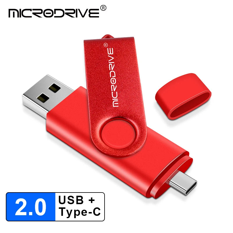 2 in 1 OTG Usb flash drive 256G 128GB 64GB Pendrive 32GB 16GB memory Stick 8GB 4GB Pendrive cle usb 2.0 key with Type C Adapter