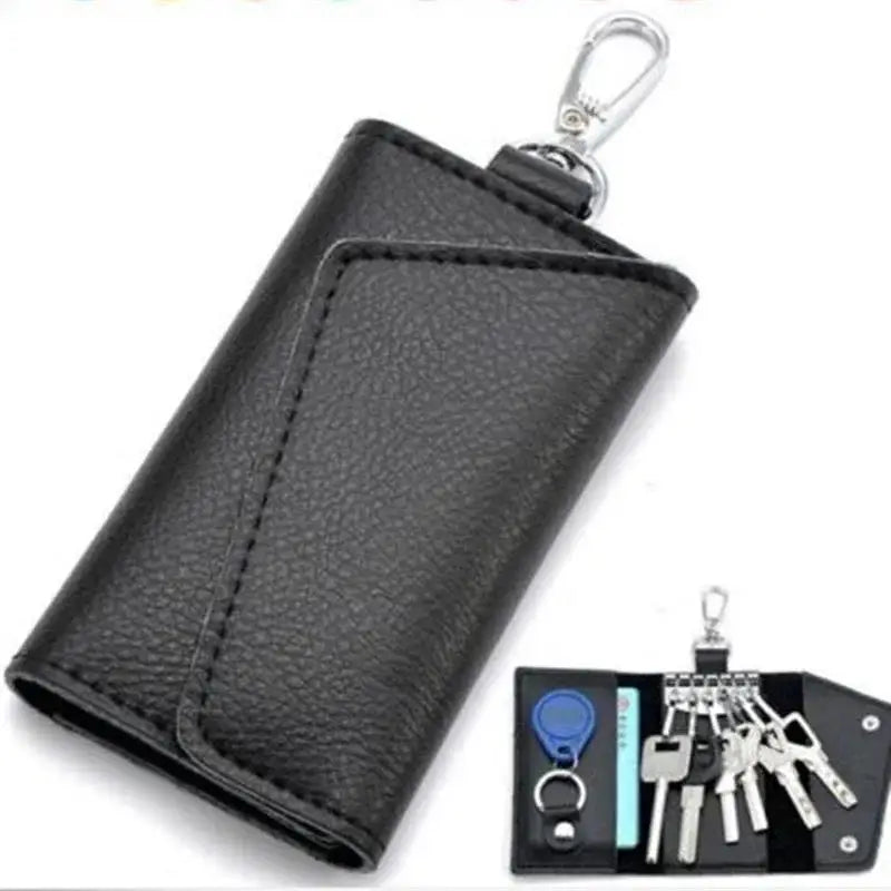 2025 New PU Leather Keychain Men Women Key Holder Organizer Pouch Cow Split Car Wallet Housekeeper Case Mini Card Bag