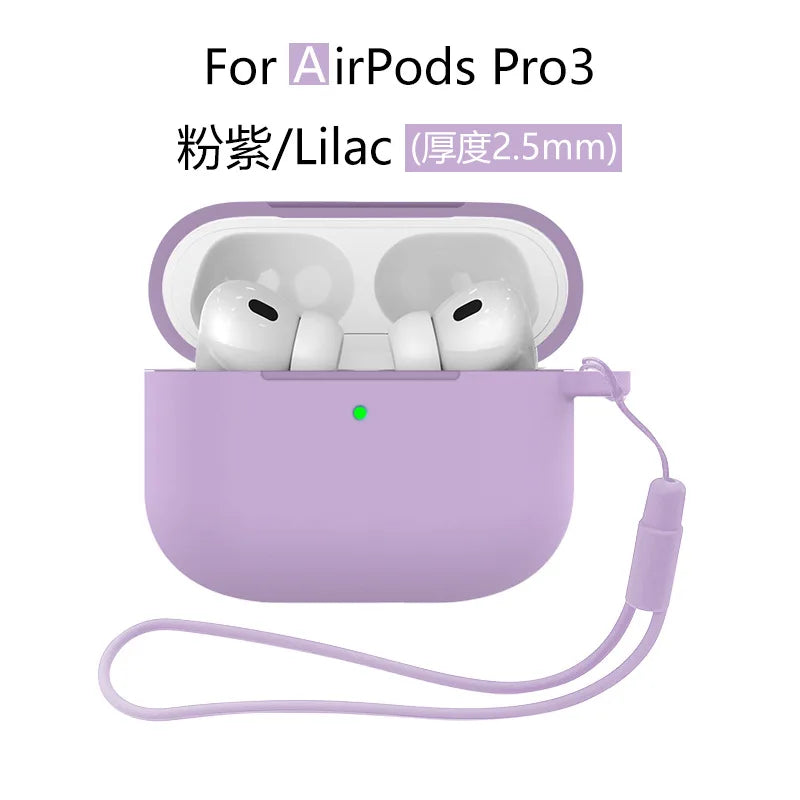for AirPods Pro 3 Case Cover 2025 with Lanyard Soft Skin Silicone Protective Shockproof Case For AirPods Pro 3 Case Accessories