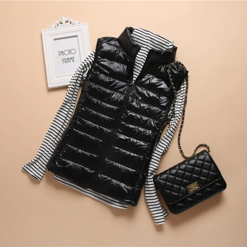 New Down Lightweight White Duck Down Vest Short Sleeveless Vest  Autumn/Winter Slim Fit Ultra Light Down Jacket Women Jackets