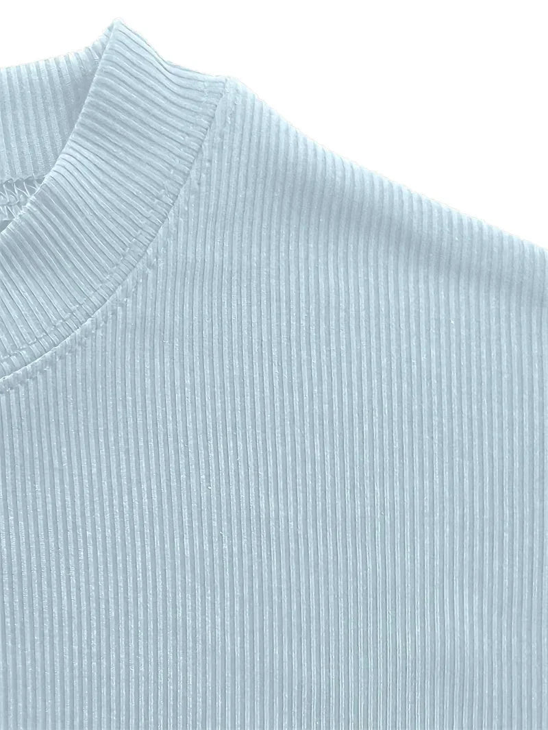 spring summer Elastic Comfortable Men's T-shirt Small high collar stripe shirt short sleeve fitness tops sports casual T-shirt