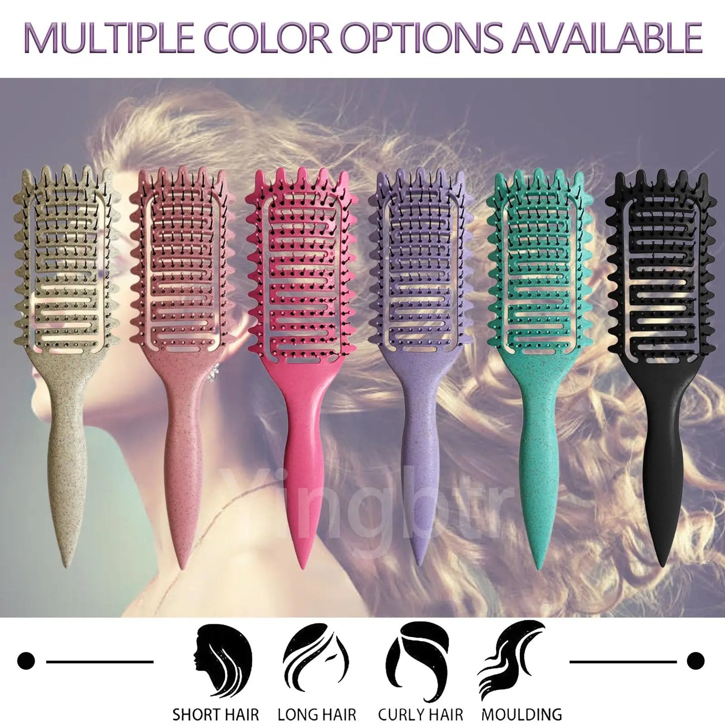 Curly Hair Brush Hollow out Design for Frizz Control & Define Curls, Styling Detangling Brush Beard Comb for Men Women