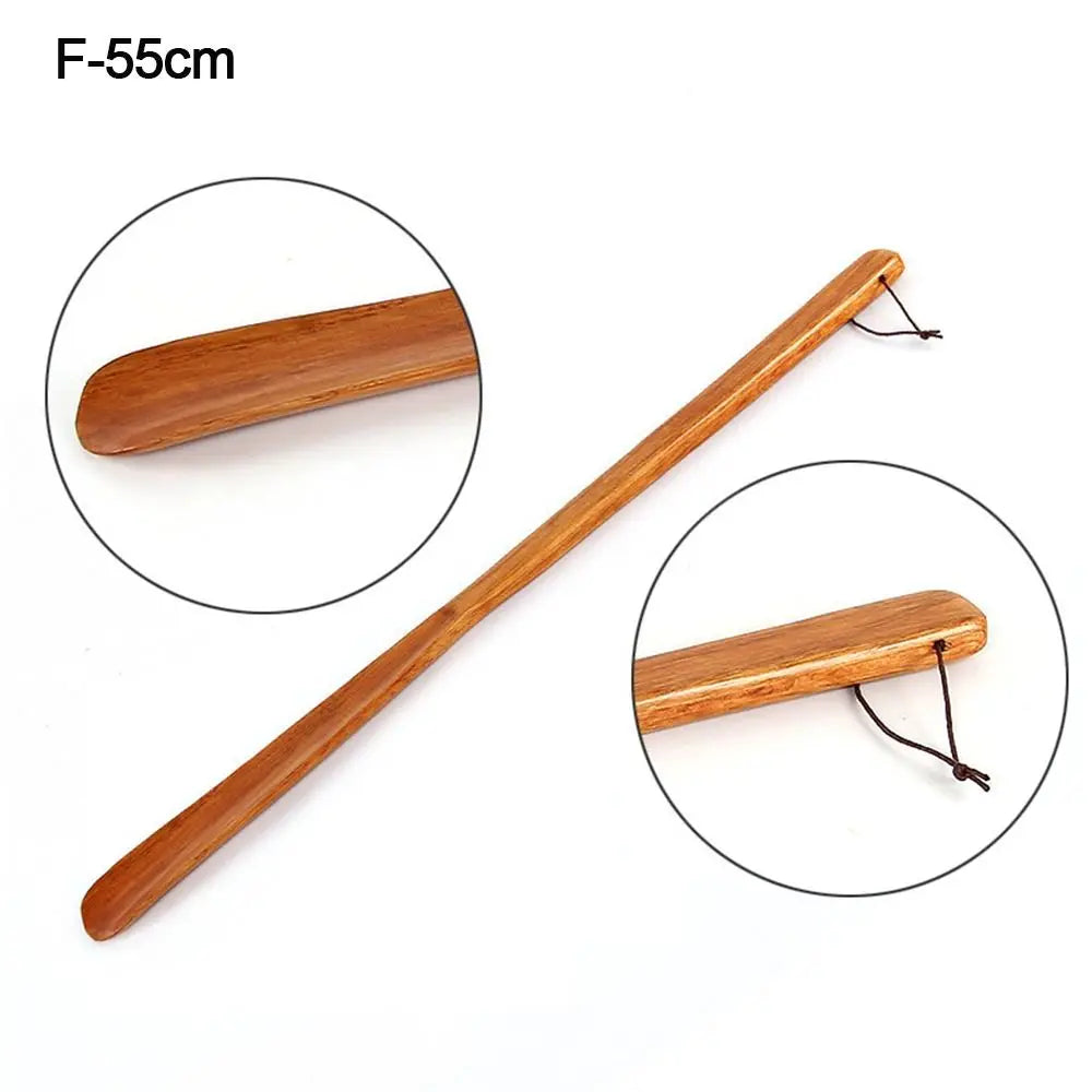 Wooden Shoe Horn Easy On Off Long Handle Hanging Loop Without Bending Over Shoe Horn For Seniors Pregnant Women