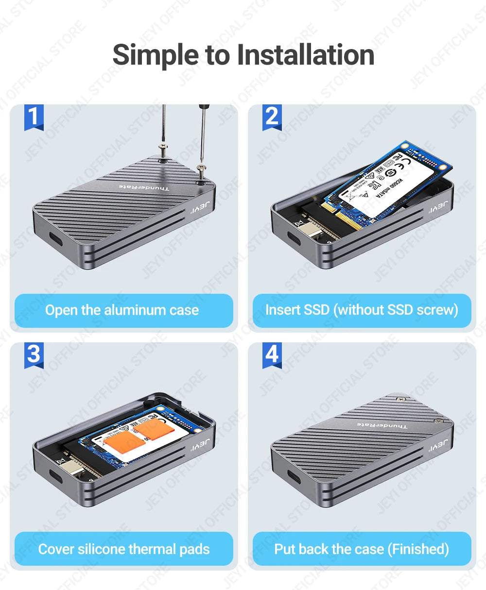 JEYI mSATA to USB 3.1 Gen2 10Gbps SSD Enclosure Adapter Case with Type C Port for mSATA Internal Solid State Drive Hard Drive