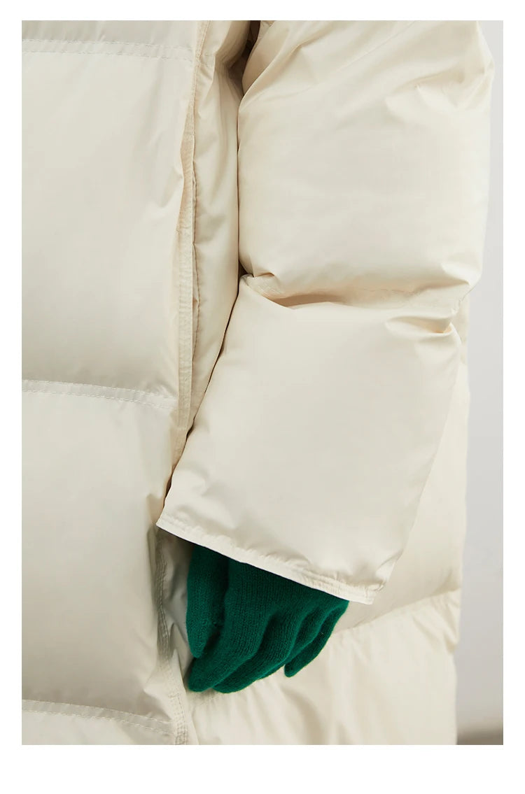 CHIC VEN Women Down Coats Loose New 90 White Duck Down Jacket Medium Long Hooded Female Down Jacket Autumn Winter 2024