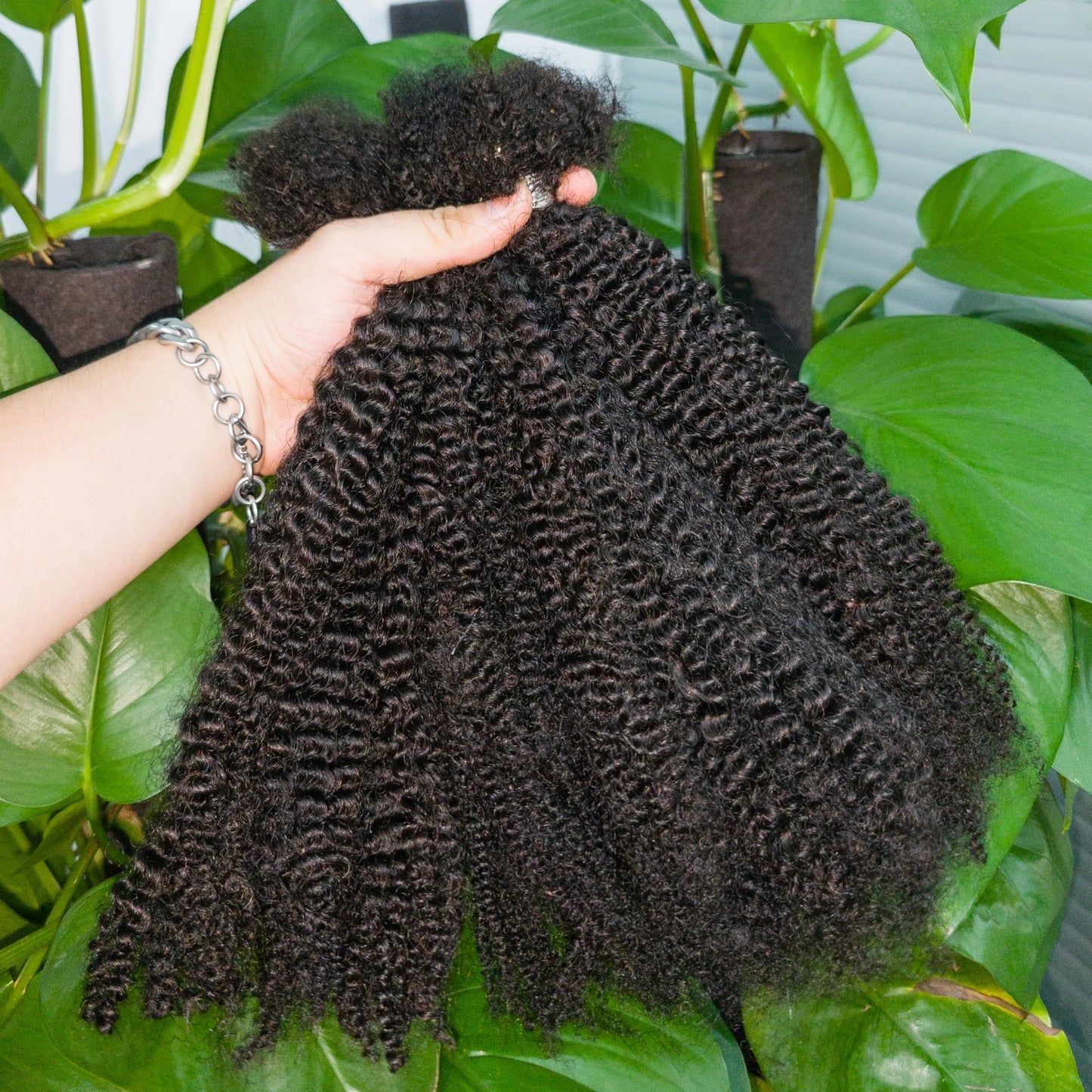 4C Kinky Twist Crochet Braiding Hair 100% Human Hair Bundles Curly Human Hair QVR Afro Kinky Bulk Hair for Dreadlocks Extensions