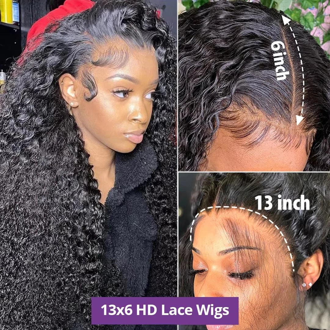 13x4 13x6 Water Wave Curly Human Hair Wig 30 Inch Lace Front Wig Human Hair Deep Wave Frontal Wig Hd Lace Wigs On Clearance Sale