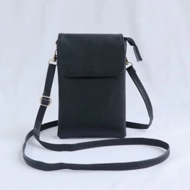 Fashion Women Crossbody Bag PU Leather Mobile Phone Purse Bags Solid Flap Messenger Bag Small Female Shoulder Handbag for Women