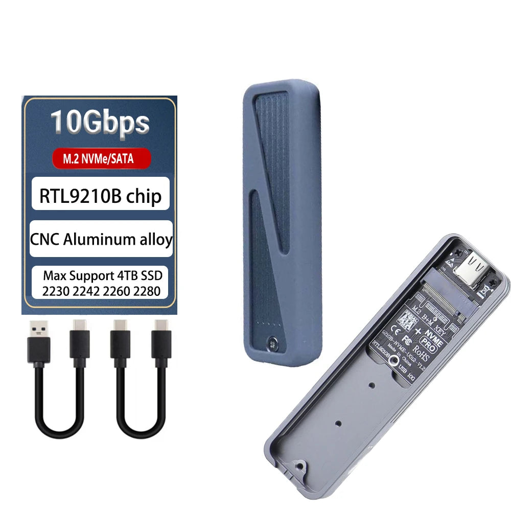 M2 SSD Case NVME SATA with Cover Protector M.2 to USB Type C 3.1 SSD Adapter for NVME PCIE NGFF SATA SSD Disk Box M.2 SSD Case