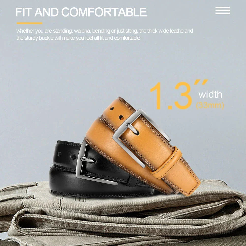 Men's Leather Belt Needle Buckle Belt Trendy New Casual Genuine Leather LONG Large Belts Cowhide Men's Belt Plus Size Men Belts