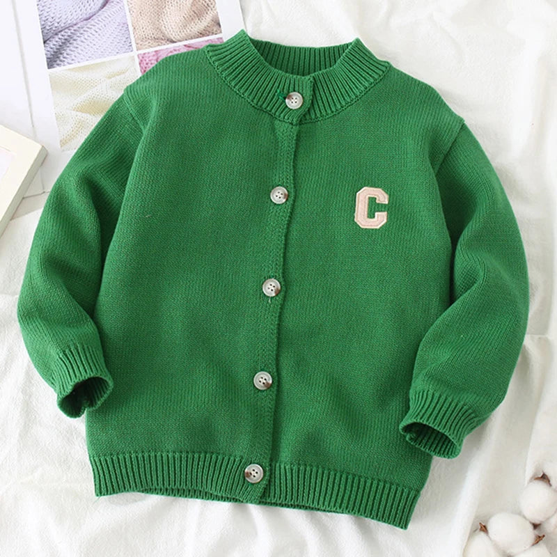 Autumn Kids Cardigan Sweaters Baby Girl Clothes Cartoon Letter Solid Cotton Sweater Boys Children Clothing Knitted Kids Sweaters