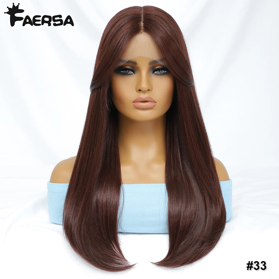 Synthetic Lace Front Wigs Long Straight Blonde Red Wig For Black Women Natural Ombre Brown Cosplay Lace Wig Halloween
