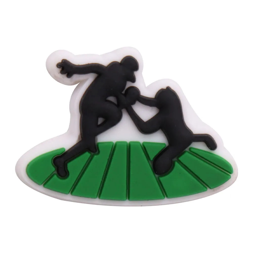 1-9PCS Sport Love Badminton Maniac PVC Shoe Charms For Clogs Pins Fit Wristbands Garden Shoes Button Decorations Kid Gift