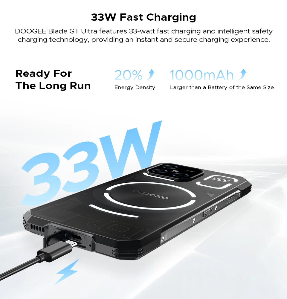 DOOGEE Blade GT Ultra 5G Rugged Phone Dimensity 7300 6.72" 16GB+512GB LED Light Effect Ultra-thin Smartphone