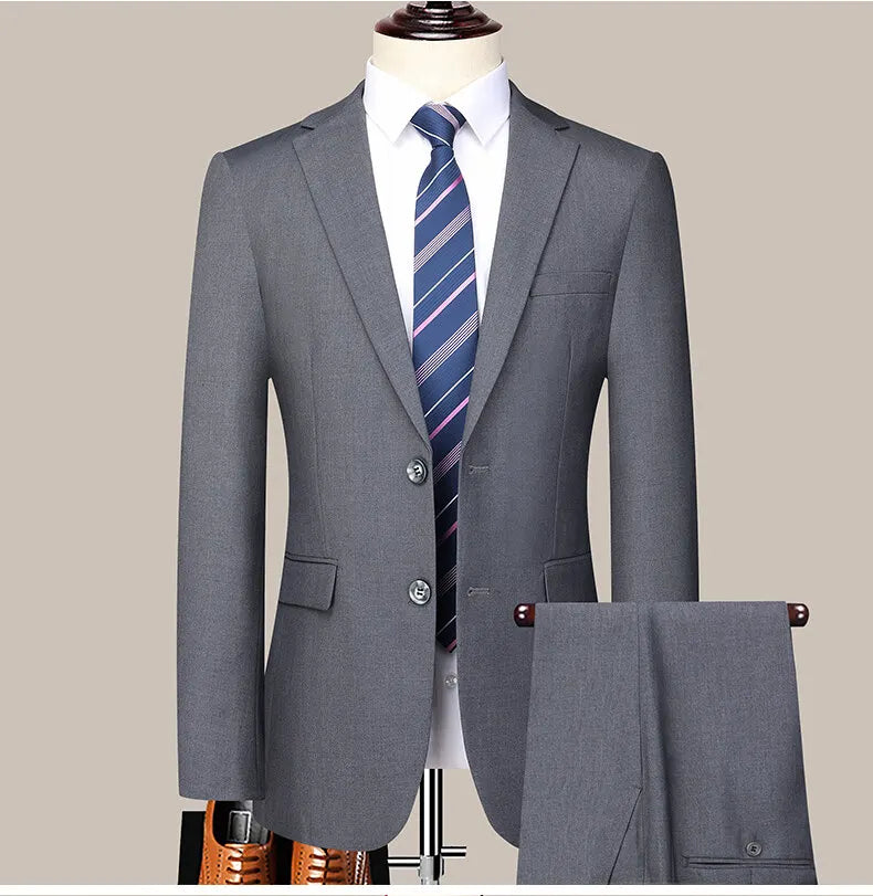 Two button men (suit + trousers) Korean version of fashion slim-fit business professional dress work formal two-piece set