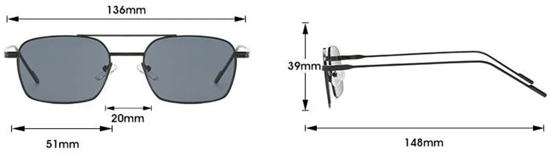 NEW Sun Glasses Unisex Double Beam Anti-UV Spectacles Personality Eyeglasses Simplity Ornamental Alloy Frame Sunglasses