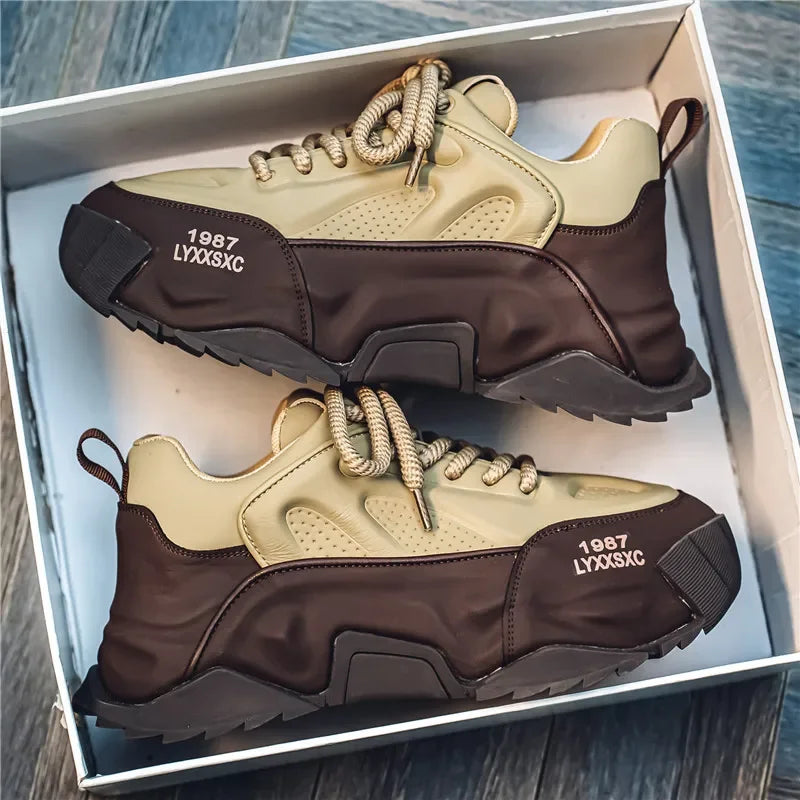 Loafers Men's sneakers Male sneakers Casual Shoes for men Sports and leisure Thick bottom Non-Slip Wear-resistant Work wear